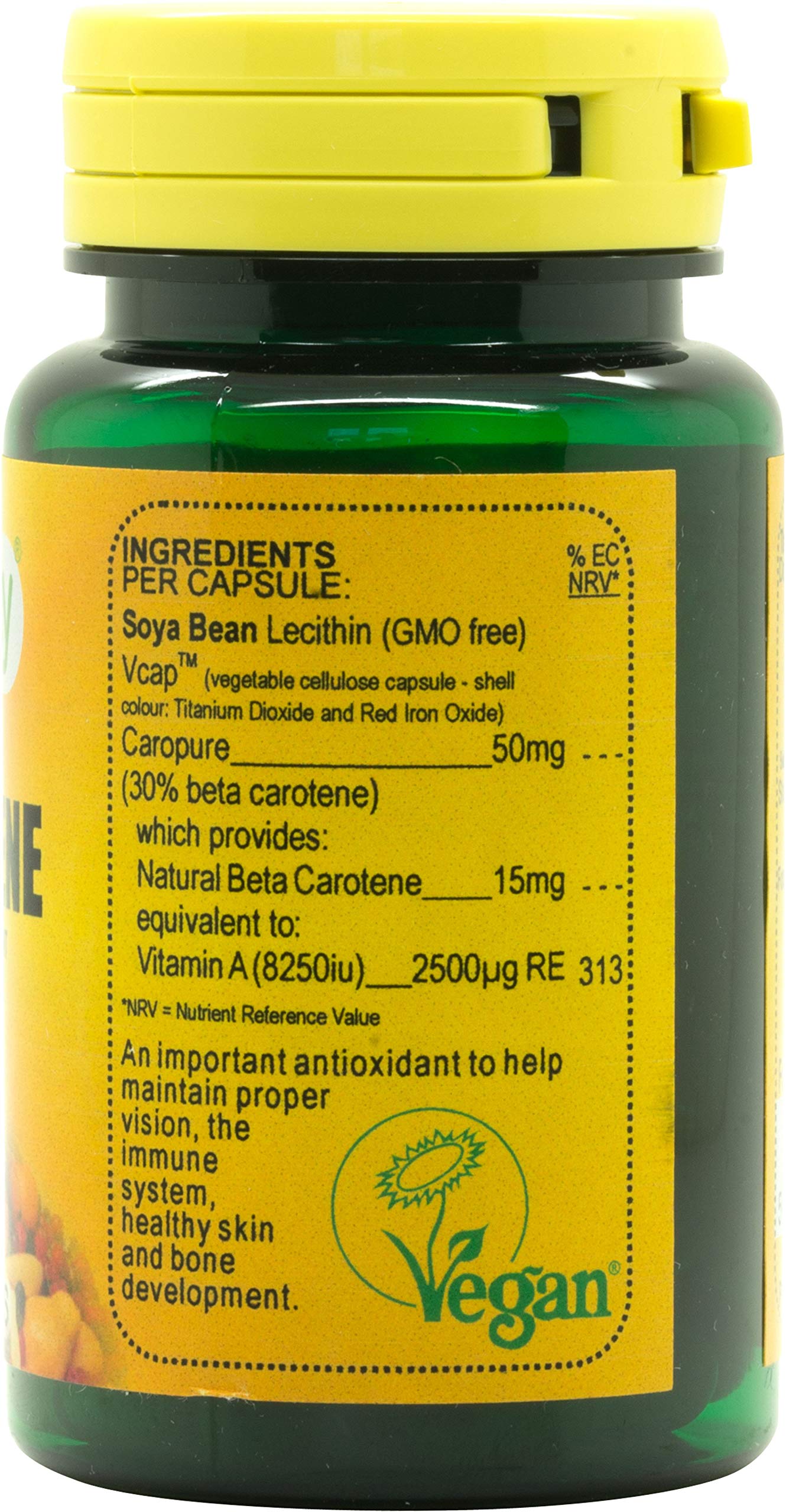 Veganicity Beta Carotene 15mg : Vitamin A Supplement : 30 Capsules