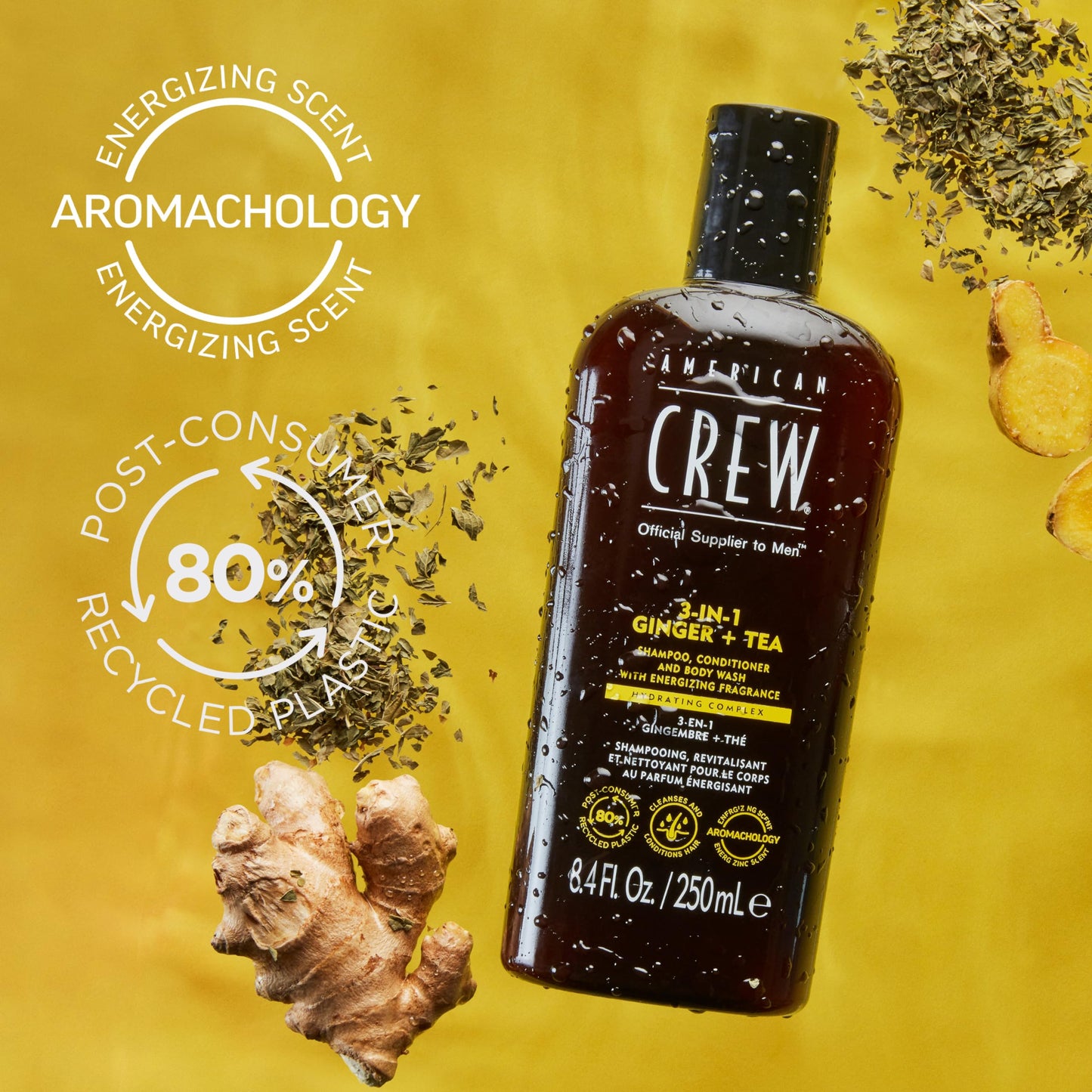 American Crew 3-in-1 Shampoo, Conditioner and Body Wash Ginger and Tea, 250 ml