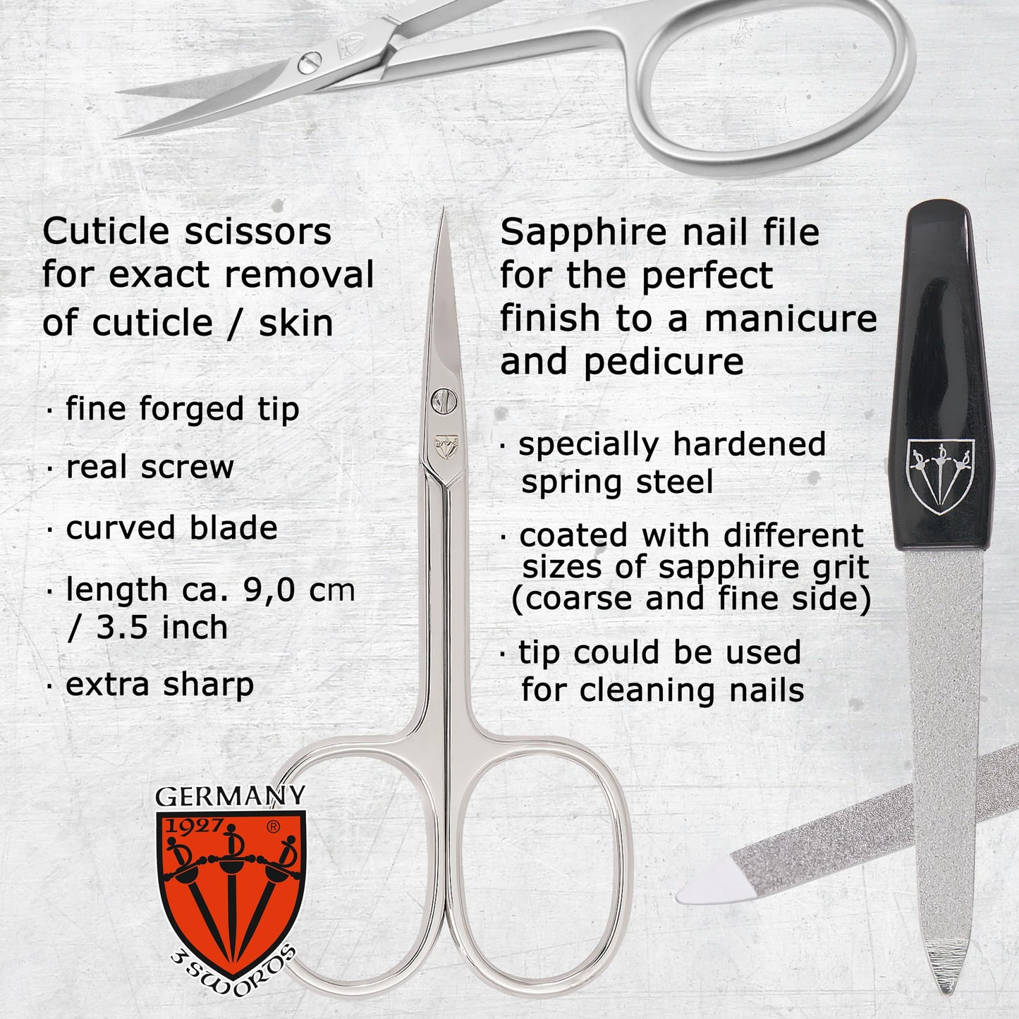 3 Swords Germany - brand quality 6 piece manicure pedicure set for nail care scissors clipper with case by 3 Swords Germany - genuine leather black