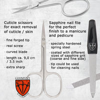 3 Swords Germany - brand quality 6 piece manicure pedicure set for nail care scissors clipper with case by 3 Swords Germany - genuine leather black