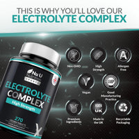 Nu U Nutrition - Electrolytes Complex - 270 Vegan Unflavoured Tablets with Sodium, Potassium, Magnesium & Calcium Phosphate - Suitable for Carnivore & Paleo Diet - Made in the UK