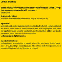 Vitamin C 180 mg - 2 x 20 effervescent Tablets - Lemon Flavor - T&D Pharma German Vitamin C - Made in Germany