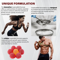Creatine MAX 90 Gummies 5000mg Creatine Monohydrate, 1000mg BCAAs per serving - Chewable Vegan Sugar Free Gummies, Mixed Berry Flavour (1 month supply)