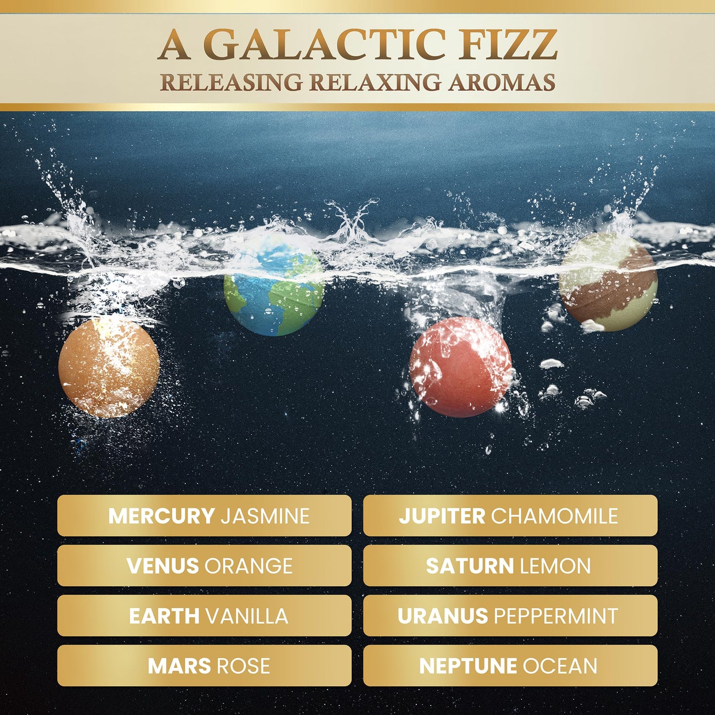Galacticspa Bath Bombs Rich in Essential Oil and Shea Butter / 8 x 60g Handmade Planet Themed Bubble Bath Fizzer/Luxury Bath Bomb Set/Non-Staining, Vegan, Cruelty-Free/Spa Gift for Men, Women and Kids