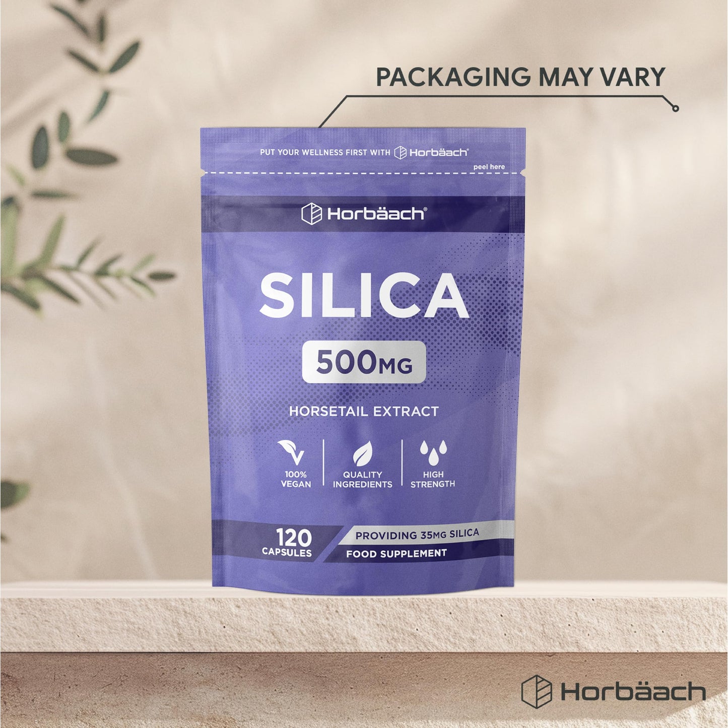 Horbäach Silica Supplement 500mg | High Strength Silica from Horsetail Extract | 120 Powder Capsules | Vegan | 4 Month Supply | by Horbaach