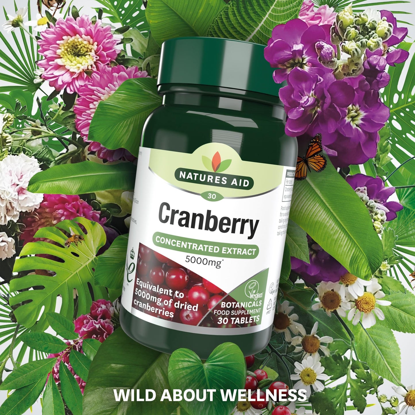 Natures Aid Cranberry Tablets 5000mg – High Strength Supplement for Urinary Tract Support, Bladder Health, Antioxidant Protection – Vegan, Gluten Free, Non-GMO – 30 Tablets for Women & Men
