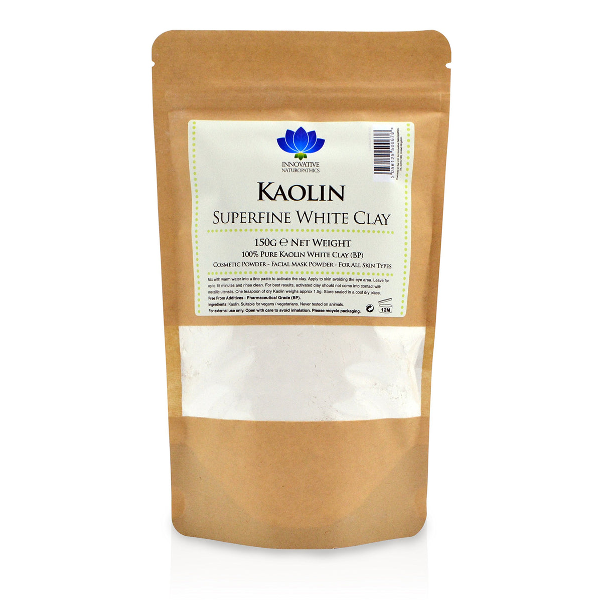Innovative Naturopathics Kaolin - Pharmaceutical Grade - Superfine White Clay - 150g Packet