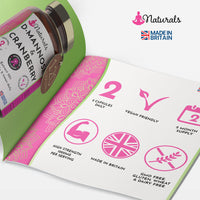 YOGANATURALS 120 D-Mannose and Cranberry Capsules - (2 Months Supply) 1000mg Extract Per Serving - UK Made Vegan Supplement (Not Tablets) - High Strength Natural UTI Support for Women & Men