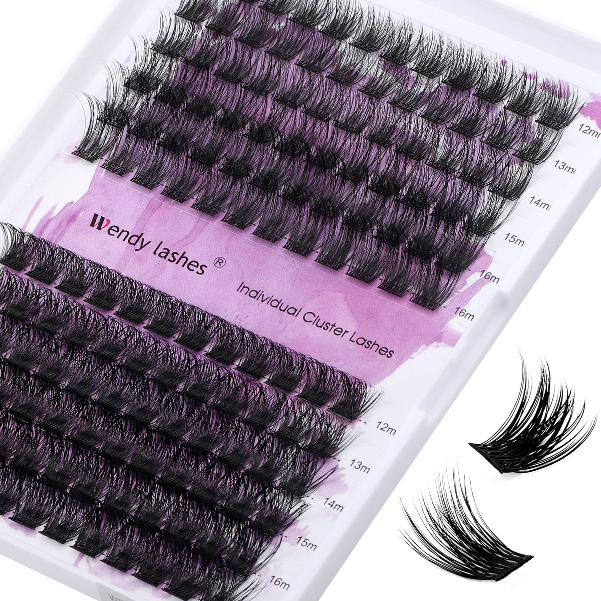 WENDY LASHES Individual Lashes D Curl Cluster Lashes FD18/B 0.07mm 12-16mm Mixed DIY Lash Extensions Wide Stem Individual Eyelash Clusters Reusable Soft and Wispy Clusters Eyelash Extensions(FD18+B-D-MIX12-16)