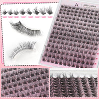 LYMYBETY 168Pcs Individual Eyelashes Kit D Curl 10-18mm Lash Clusters with Lash Bond & Seal & Remover &Tweezers DIY Eyelash Extensions for DIY at Home (T02 KIT, 10-18 mm)