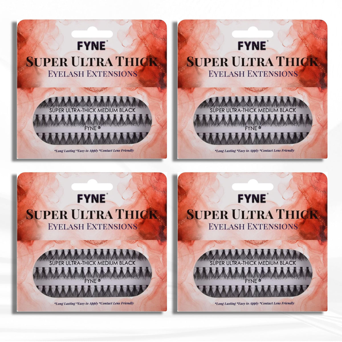 FYNE Super Ultra Thick Individual Eyelashes | 240 Medium Eyelash Clusters | 10mm Ultra Thick Lashes | Volume Cluster Lashes | Durable False Eyelash Extensions | Lashes Individual Cluster 4 Packs
