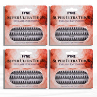 FYNE Super Ultra Thick Individual Eyelashes | 240 Medium Eyelash Clusters | 10mm Ultra Thick Lashes | Volume Cluster Lashes | Durable False Eyelash Extensions | Lashes Individual Cluster 4 Packs
