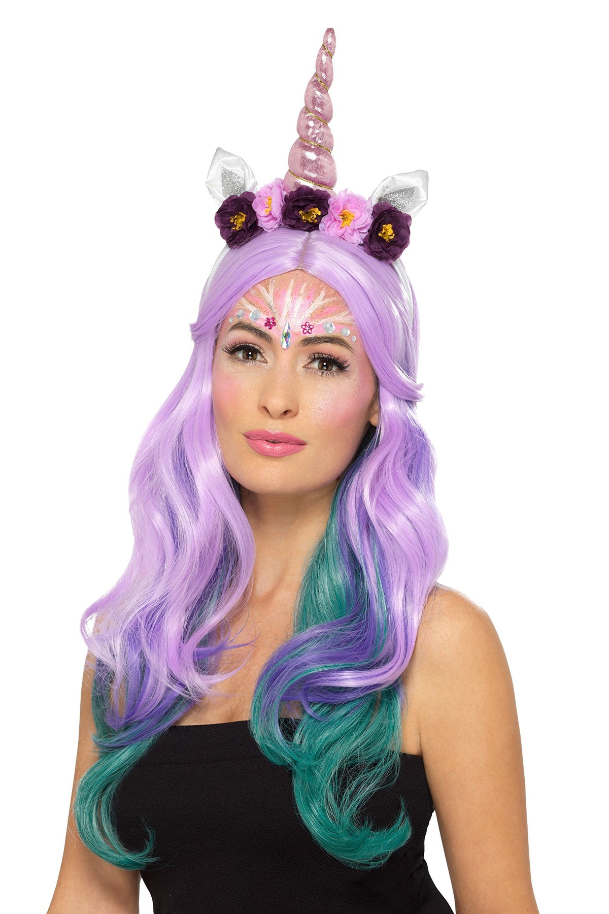 Smiffys Make-Up FX, Unicorn Kit, Aqua, Multi-Colou Face Paints, Glitter, Shimmer, Gems & Applicators, Cosmetics and Disguises Fancy Dress, Unicorn Dress Up Cosmetics & Disguises.