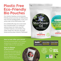 Just Vitamins Starflower Oil Capsules 1000mg/Borage Oil x90 Soft Gels, Cold Pressed High Strength GLA with Vitamin E - 3 Month Supply - x2 The GLA Level of Evening Primrose Oil Capsules - UK Made Supplements