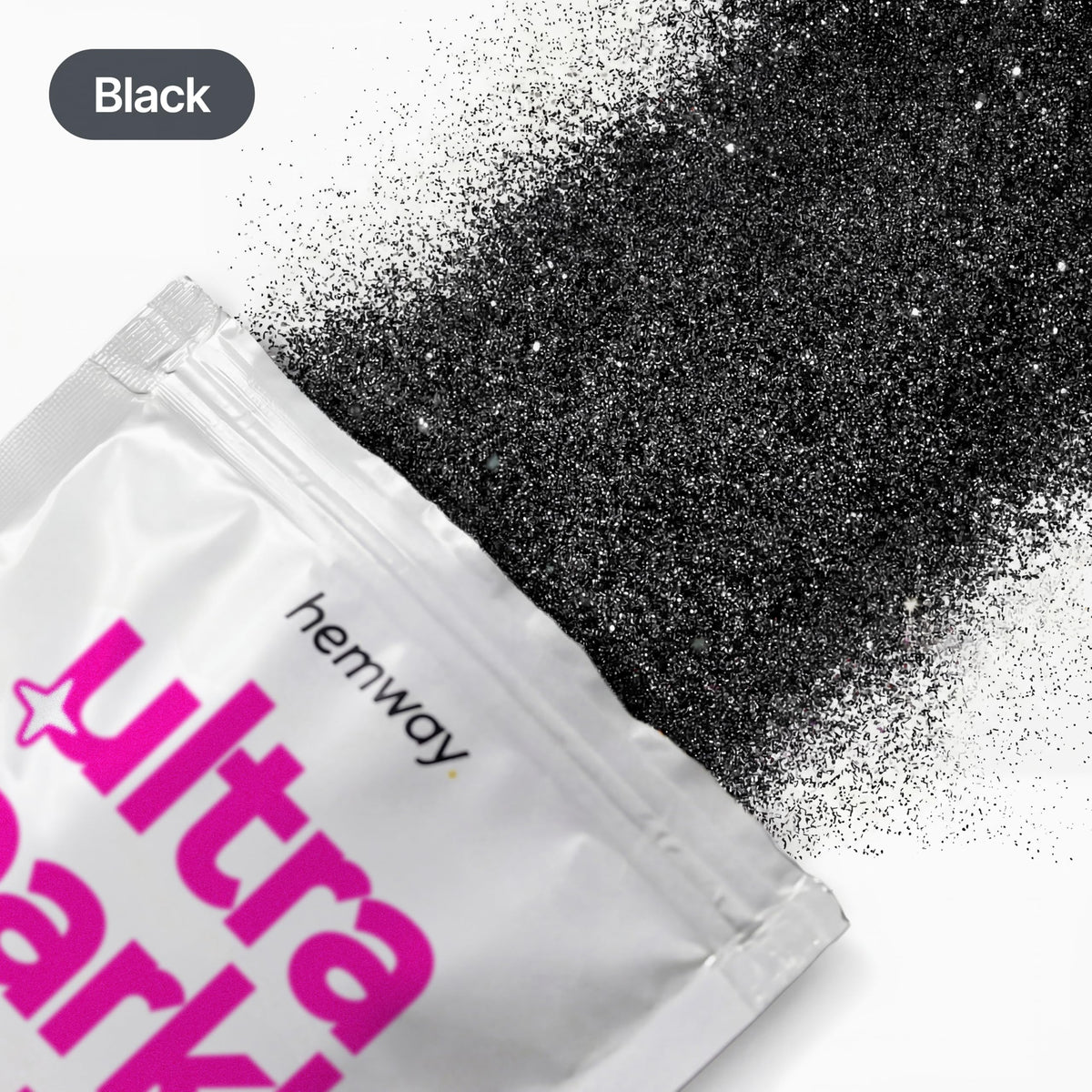 Hemway Ultra Sparkle Glitter Black 100g Ultrafine | Glitter for Arts & Craft, Makeup, Nail Art, Crafting, Card Making, Sparkle Decoration