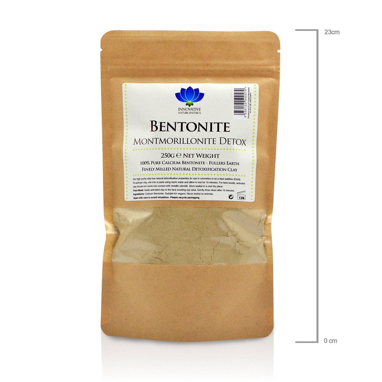Innovative Naturopathics Bentonite Clay - 250g Packet - Pure Calcium Bentonite Detox