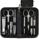 3 Swords Germany - brand quality 8 piece manicure pedicure grooming kit set for daily nailcare genuine leather case black in gift box - Made by 3 Swords