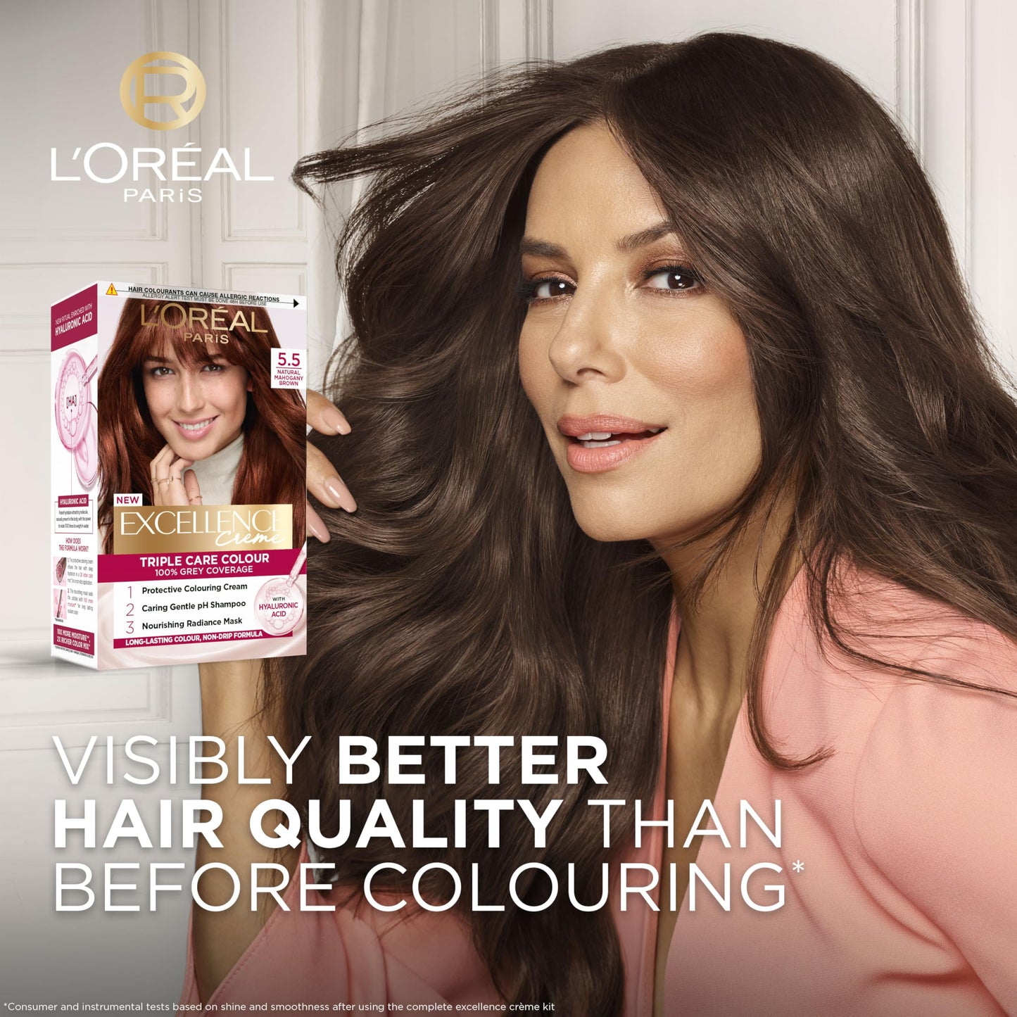 L'Oreal Paris L'Oréal Paris Excellence Crème Permanent Hair Dye, Radiant At-Home Hair Colour with up to 100% Grey Coverage, Pro-Keratin, Up to 8 Weeks of Colour, Colour: 5.5 Natural Mahogany Brown