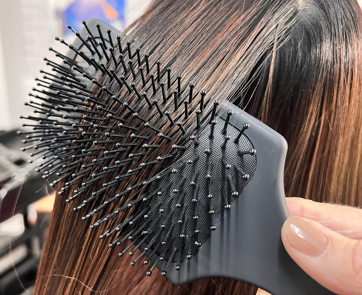 Kobe Professional Hair Brush - Detangle Hair Brush for Wet and Dry Hair - Soft Touch Feel Black Paddle Hair Brush - Cushion Brush - Ideal for Curly Hair - Efficient Detangling curly hair brush