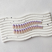KQueenest 30 Pcs Lilac French Tip False Nails Short Medium Almond, French Tip False Nails Short Stiletto, Custom Thick Acrylic Fake Nails Set Natural Nude Gel Stick on Nail for Women Daily Wear