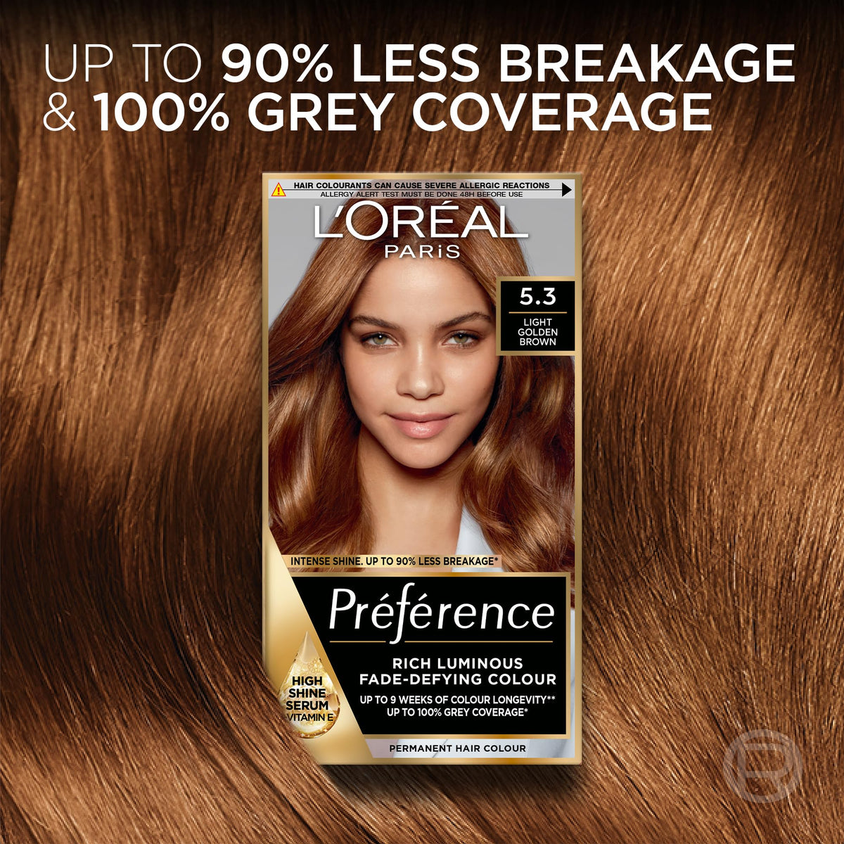 L'Oreal Paris Preference Hair Dye, Luminous Permanent Rich Hair Colour, Long Lasting Brilliance, Achieve Radiant, Salon-Inspired Results, Shade: 5.3, Virginia