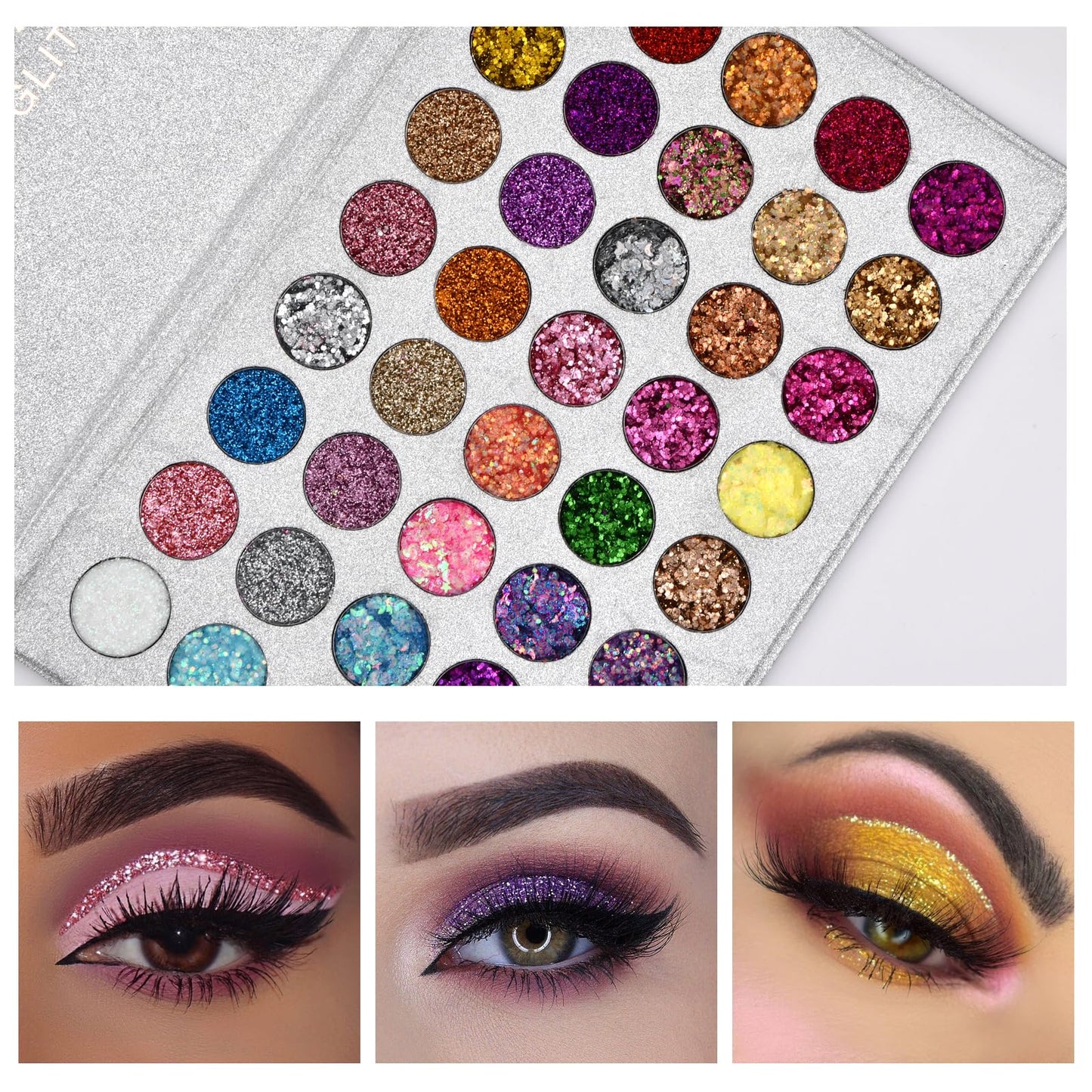 Bezavea 40-Color Eyeshadow Palette with Highly Pigmented Glitters and Shimmers for Day or Night Makeup Looks