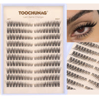 TOOCHUNAG Natural Lash Clusters 180pcs Individual Eyelashes Wispy Cluster Lashes 7-15mm C Curl Eyelash Clusters Left&Right DIY Individual Lashes Extension