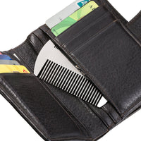 Metal Hair&Beard Comb - AhfuLife® EDC Credit Card Size Comb Perfect for Wallet and Pocket - Anti-Static Dual Action Beard Comb