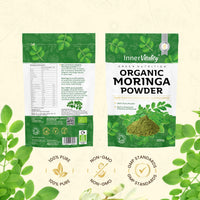 Organic Moringa Powder, Premium Certified Organic Pure Moringa 300g. Rich in Essential Vitamins & Minerals by Inner Vitality