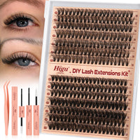 Cluster-Lashes Kit 30D+40D, Higu clace Eyelashes Individual Kit Mix 10-18mm Lashes Cluster Kit with Lash Bond and Seal and Lashes Applicator, DIY Lash Extension Kit at Home (30D+40D 10-18mm)