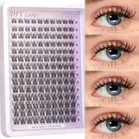 Himirell False Eyelashes DIY Clusters Lashes Individuals Wispy Wet Look Fluffy Cat Eye Fake Eyelashes Faux Mink Lashes 5 Pairs Multipack