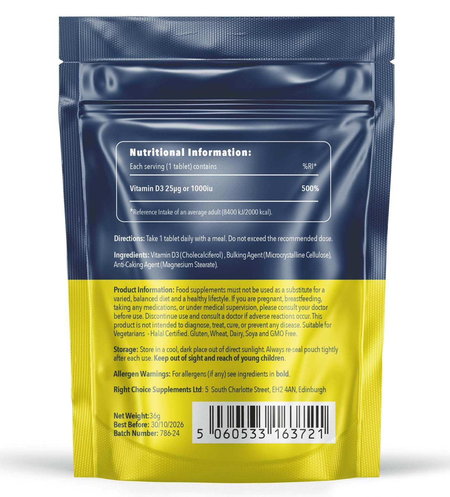 Right Choice Supplements Vitamin D 1000iu - 1 Year Supply, 365 Easy-Swallow Vitamin D Tablets, Vegetarian Vitamin D3 1000iu, Optimal Strength Immune Support Vitamin D Supplement