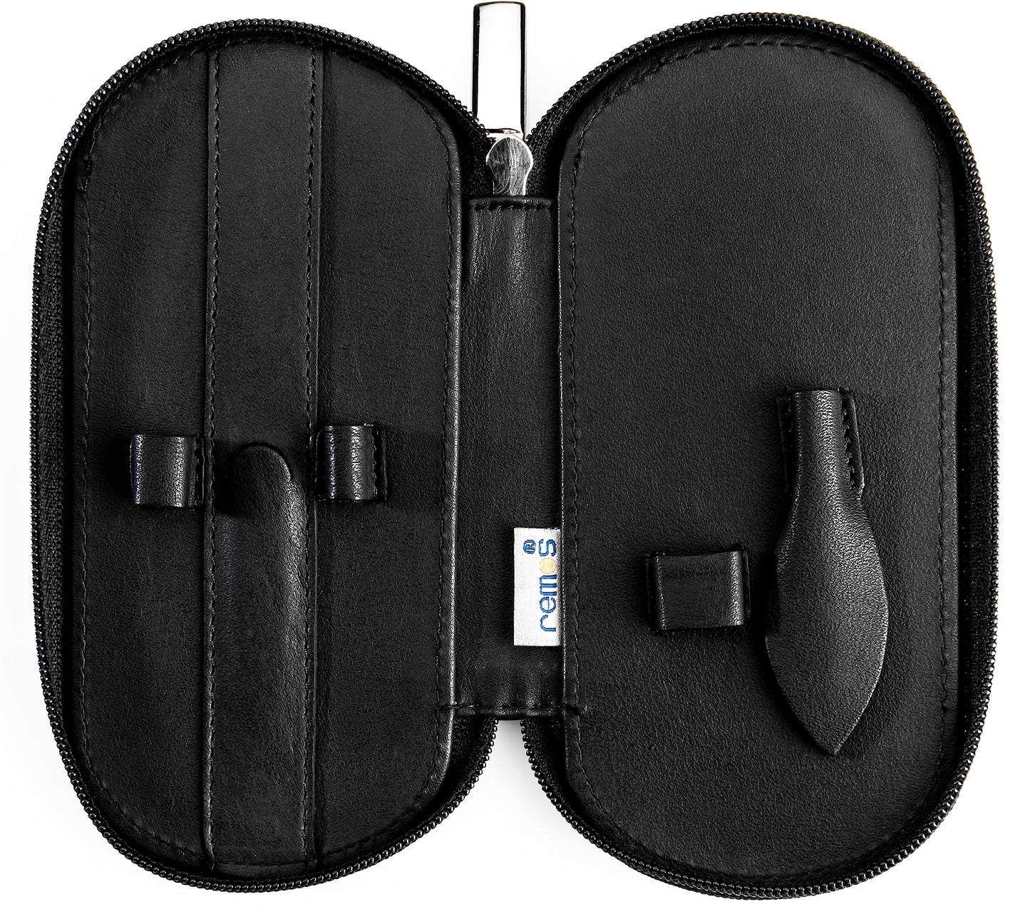 remos professional body care REMOS Manicure Case Empty Made of Genuine Leather with Space for 5 Tools - Black