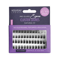 Nouveau Lashes Pre-Glued Express Cluster Lashes - Reusable & Customisable Lash Clusters - 8, 10, 12, 14mm Length - 44/48 Clusters Per Pack (Natural 01)
