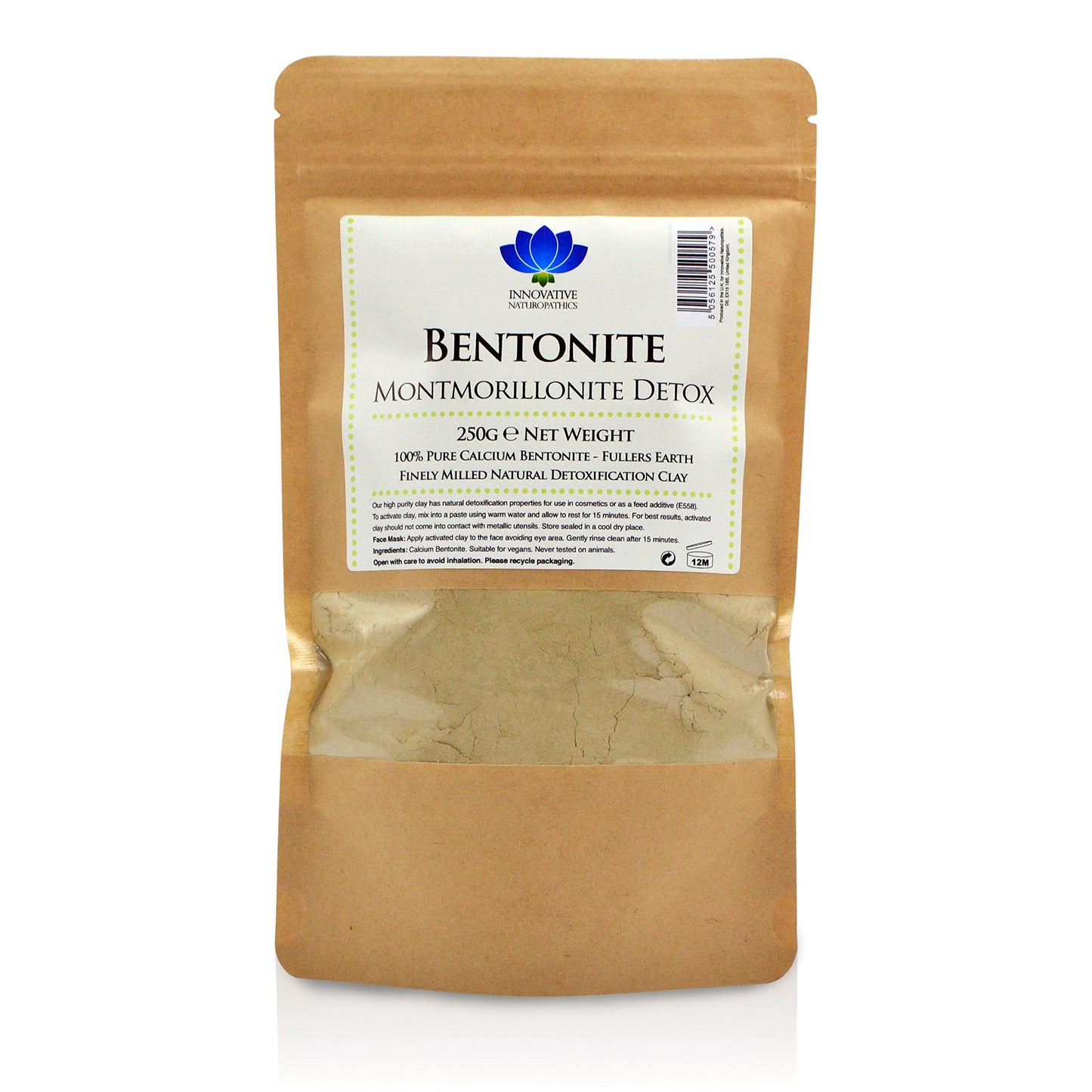 Innovative Naturopathics Bentonite Clay - 250g Packet - Pure Calcium Bentonite Detox