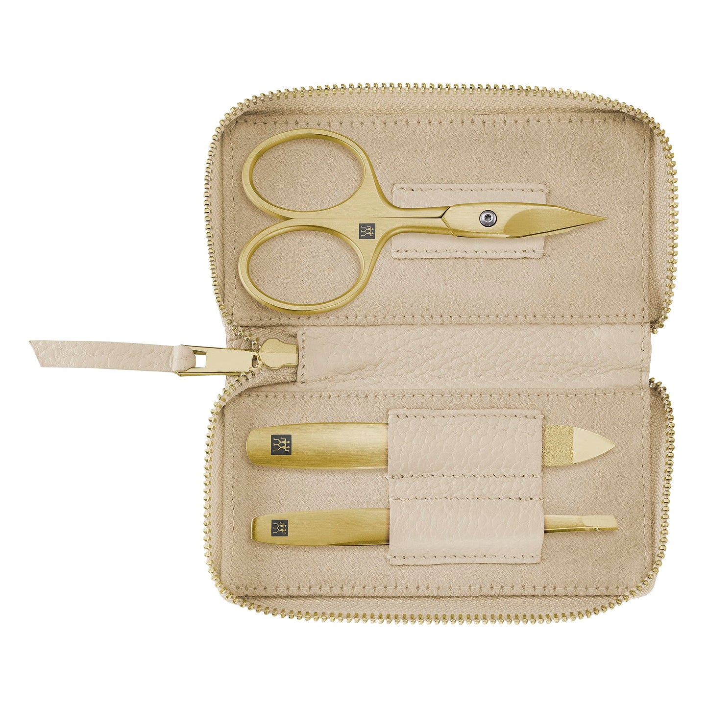 Zwilling ZWILLING Manicure and Pedicure Set Cowhide Leather Case 3 Pieces with Nail Scissors Premium Gold Edition Black