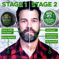 TRADEMARK GNARLY JOE EST.MMXVII Gnarly Joe Beard Rescue & Revive Gift Pack - Beard Softener 85ml & Exfoliant 50g Set for Men - Beard Cream & Face Scrub with Cocoa Butter, Peppermint & Coconut - Beard Conditioner - Made in UK