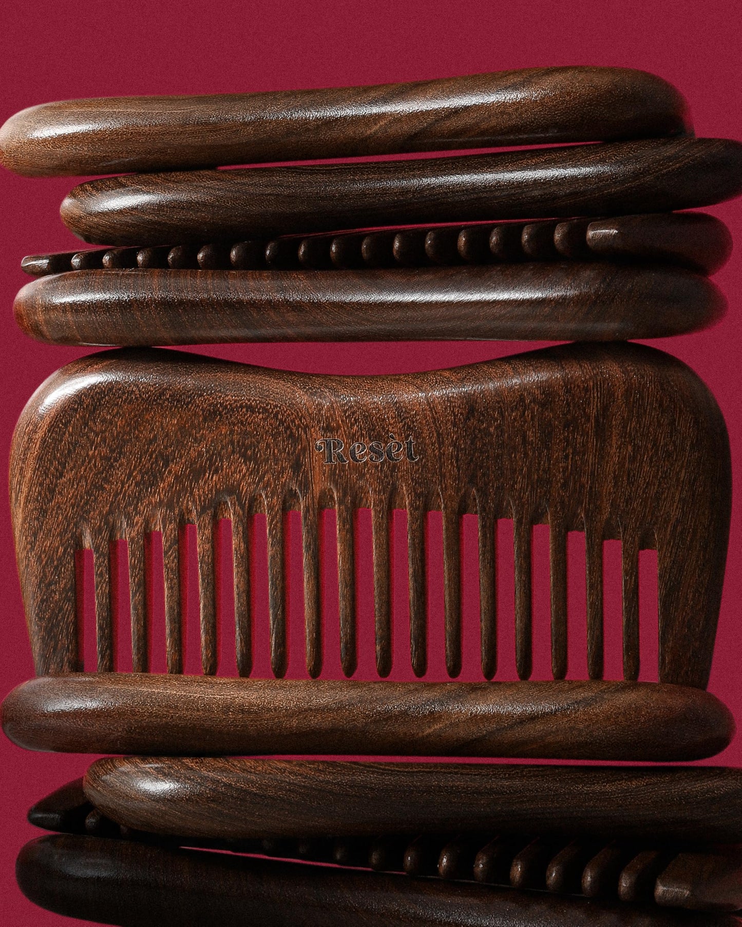 Resèt 100% Natural Handmade Sandalwood Comb | Soft Wide Tooth Wooden Comb for Wet and Dry Hair | Eco-Friendly Anti-Static Wooden Massage Comb | Wooden Hair Detangler for Men and Women