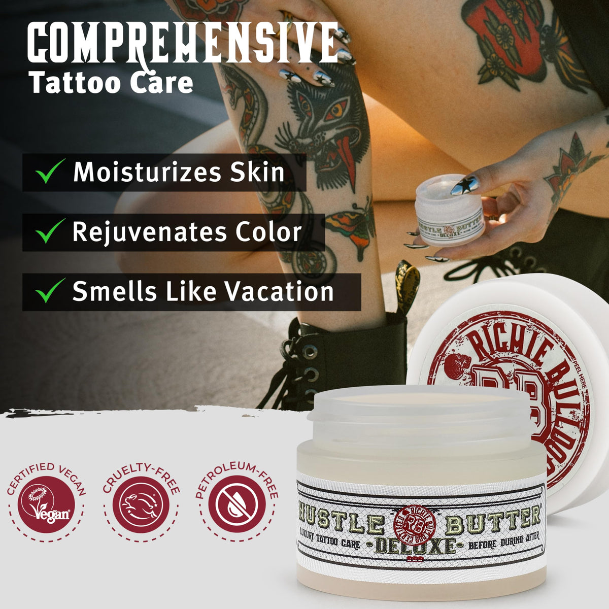 Magnum Tattoo Supplies Hustle Butter Deluxe Tub"The Ones" Organic Tattoo Care 30ml (1oz) By Richie Bulldog You Can’t Knock The Hustle
