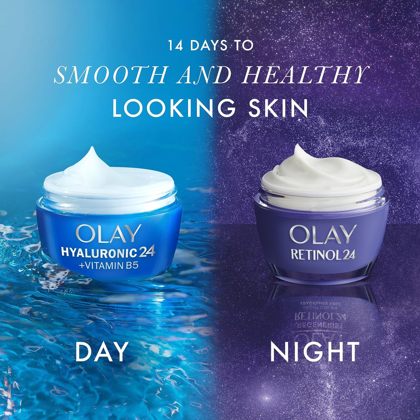Olay Skincare Set: Hyaluronic Acid Face Moisturiser + Retinol 24 Night Cream, Skin Care for Women with Niacinamide, for Smooth & Hydrated Skin