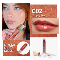 Oulac Light Orange Lip Gloss High-shine Moisturizing Lip Gloss Oil Liquid Lipstick Non-stick Cup Glitter lipstick Lip Tint Reduce Fine Lines Lip Glaze For Dry Lip C02