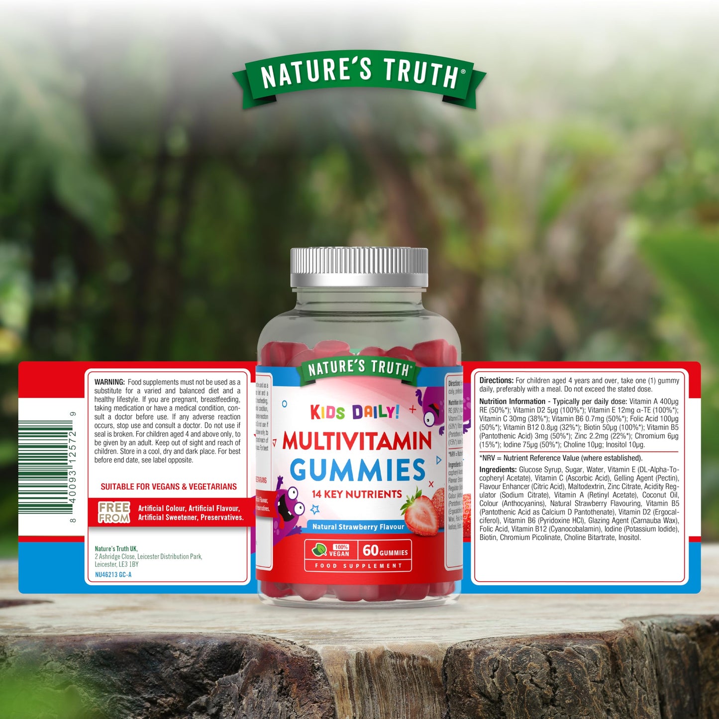 Kids Multivitamin Gummies | 14 Key Nutrients | One-a-Day Formula | Natural Strawberry Flavour | 60 Vegan Gummies | Nature's Truth