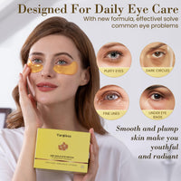 MIFANYO 32 Pairs 24K Gold Under Eye Patches, Golden Eye Masks, Hydrating Undereye Pads for Dark Circles Anti Wrinkles Puffy Eyes, Puffiness Eye Bags Eyes Gel Pads, Women Men Travel Skincare Set