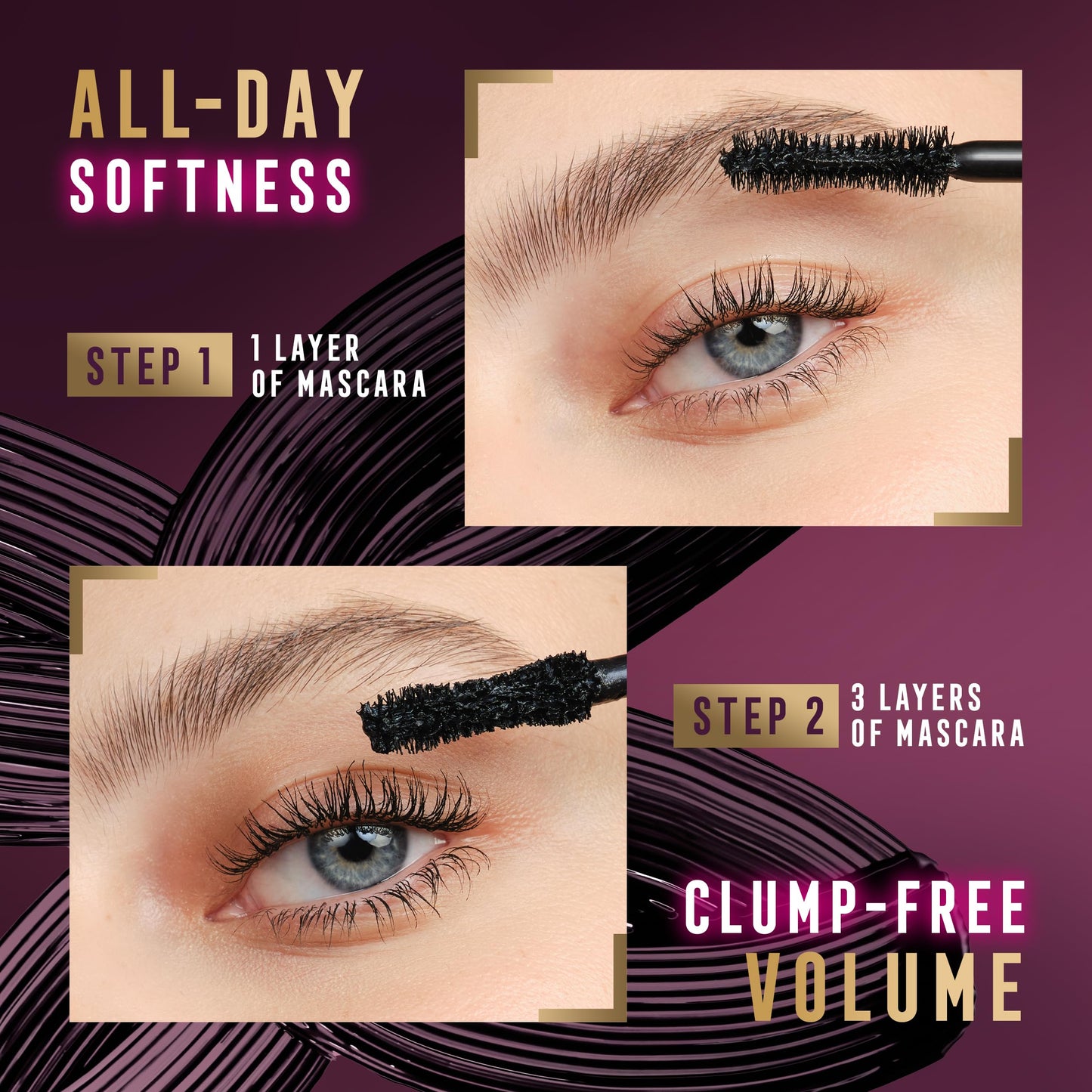 Max Factor Divine Lashes Mascara Rich Black 001, Ultimate Volume, Flutter Technology, 420-Fibre Silhouette Brush, Smooth & Clump Free, All Day Wear