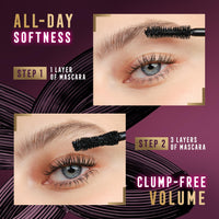 Max Factor Divine Lashes Mascara Rich Black 001, Ultimate Volume, Flutter Technology, 420-Fibre Silhouette Brush, Smooth & Clump Free, All Day Wear