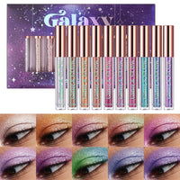 LANGMANNI 10 Pcs Liquid Glitter Eyeshadow Metallic Shimmer Glitter Eyeshadow Sweatproof Makeup Set, Matte Glitter Highly Pigmented Blending,Perfect For Woman & Girl (#B)