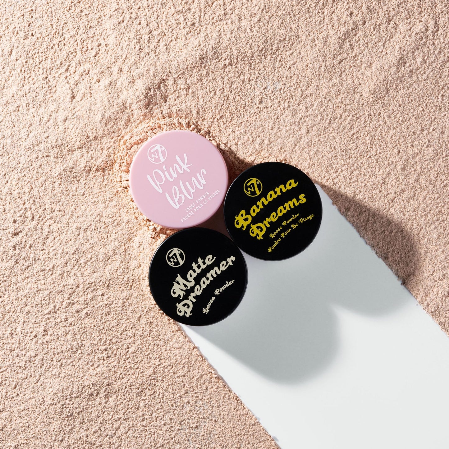 W7 Loose Face Powder Trio 3-Piece Set - Banana, Nude and Pink