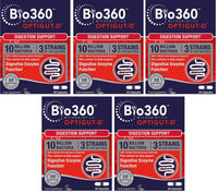 Natures Aid Bio360 OptiGUT-D (10 Billion Bacteria), Digestion Support, 30 Capsules (Pack of 5)