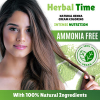 Herbal Time Henna Natural Color Cream With Nettle Extract | Gray Cover | Temporary Color Dye | Ammonia, Sulfates, Parabens Free | Without Colour 0 | 75ml