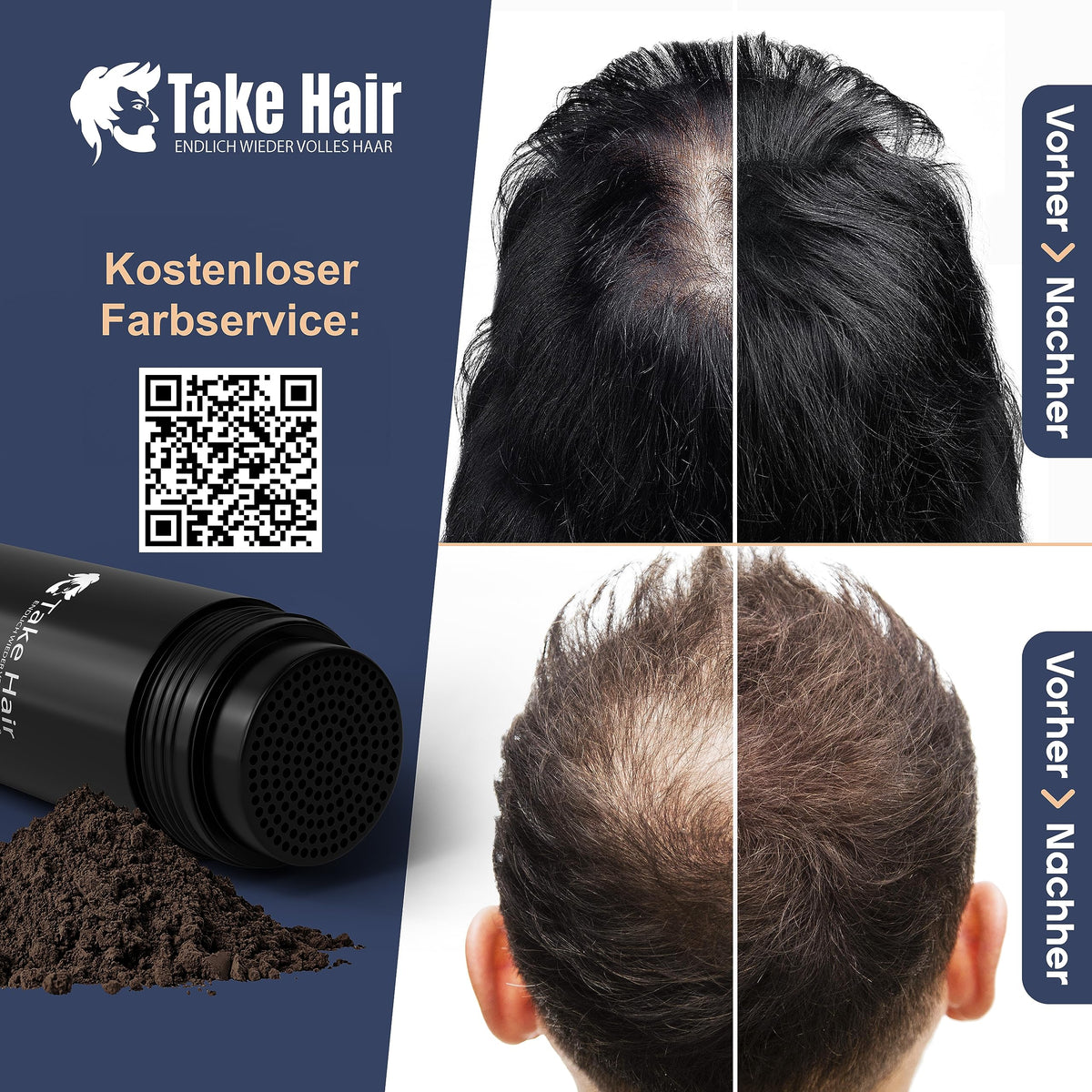 Take Hair ENDLICH WIEDER VOLLES HAAR Take Hair Scatter Hair Refill Bag 100 g I Holds in Rain and Wind I For Men and Women I Pouring Hair for Hair Thickening I Hair Fibers Hair Powder Hair Loss (Scattered Hair Medium Blonde)